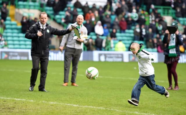 Jay Beatty scores at Celtic Park. Picture: SNS