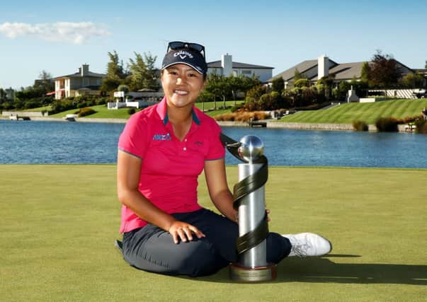 Lydia Ko poses with the NZ Open trophy after triumphing on home soil in Christchurch. Picture: Getty