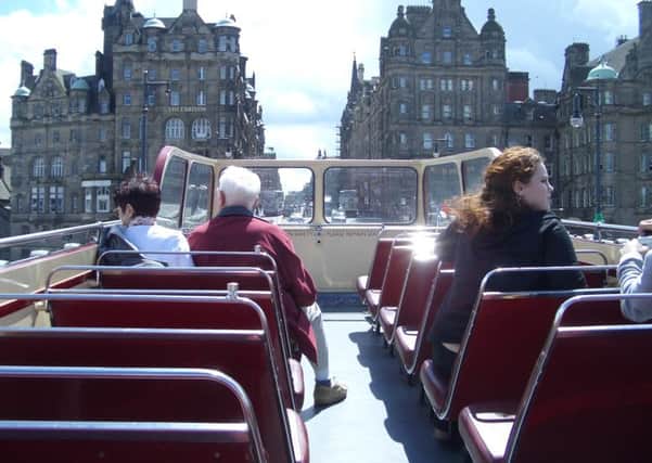 Tour bus going through the streets of Edinburgh. Picture: Cate Gillon