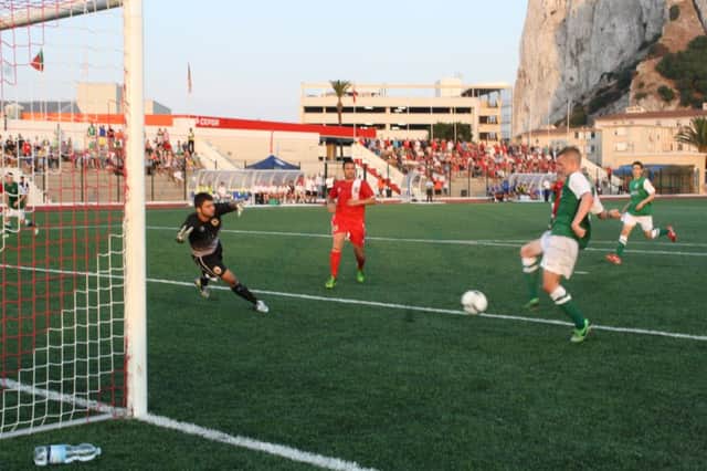 Gibraltar playing Hibs in a pre-season friendly. Picture: Contributed