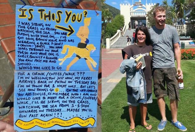 Sarah's poster, left, and the pair pictured after meeting. Pictures: Facebook