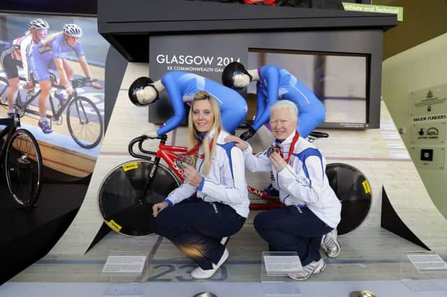 Aileen McGlynn, right, and Louise Haston at the Blood, Sweat and Gears display. Picture: John Devlin