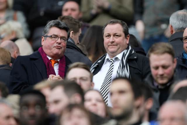 Newcastle United owner and Rangers shareholder Mike Ashley, right. Picture: PA