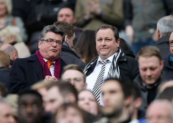 Newcastle United owner and Rangers shareholder Mike Ashley, right. Picture: PA