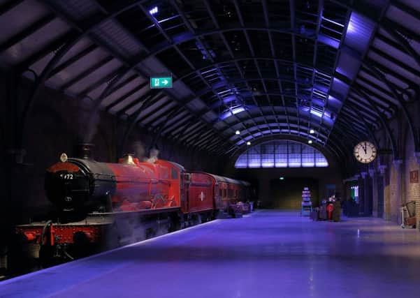 The life-size Hogwarts Express sitting in on platform 9 3/4's which is to go on display to visitors to The Making of Harry Potter at the Warner Bros Studio Tour. Pics: PA