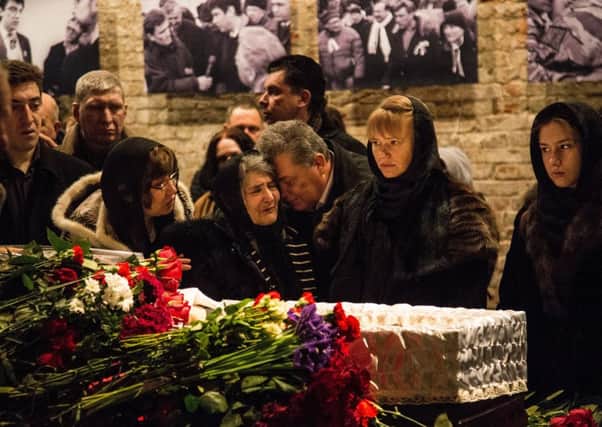 Members of Nemtsov family pay their last respects at the coffin of Boris Nemtsov. Picture: Getty