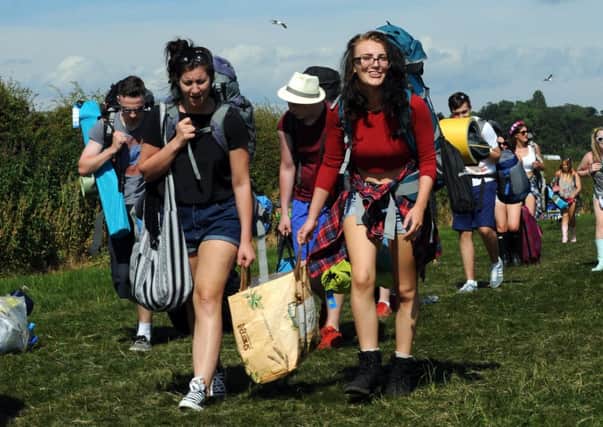Campers arrive at T in the Park at Balado last year. The festival will be held in Strathallan for the first time later this year. Picture: Lisa Ferguson