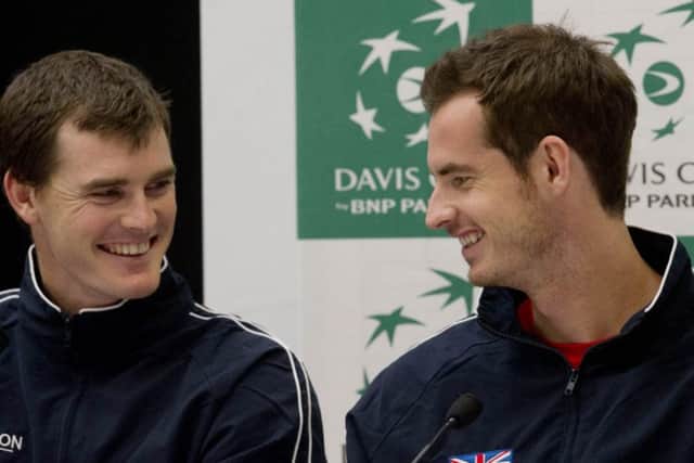 The Murray brothers share a joke at the Emirates Arena. Picture: SNS