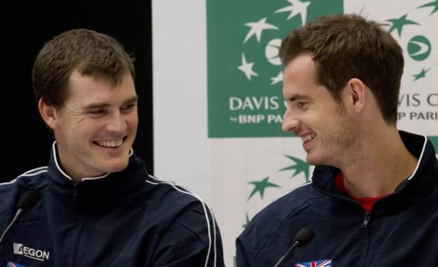 The Murray brothers share a joke at the Emirates Arena. Picture: SNS