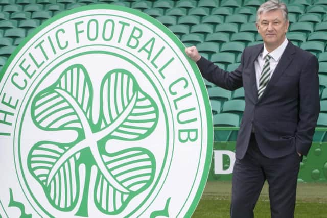 Celtic chief Peter Lawwell, who defended the club's fans and hit out at the EPL's TV deal. Picture: Jeff Holmes