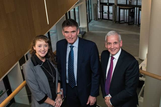 Rebecca Pick of Pick Protection, Ross McEwan and Dr Steve Graham, executive director TIC, at the University of Strathclyde. Picture: Ian Jacobs