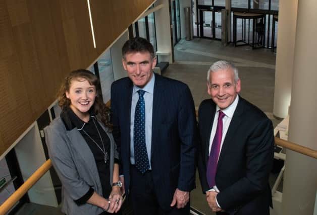 Rebecca Pick of Pick Protection, Ross McEwan and Dr Steve Graham, executive director TIC, at the University of Strathclyde. Picture: Ian Jacobs