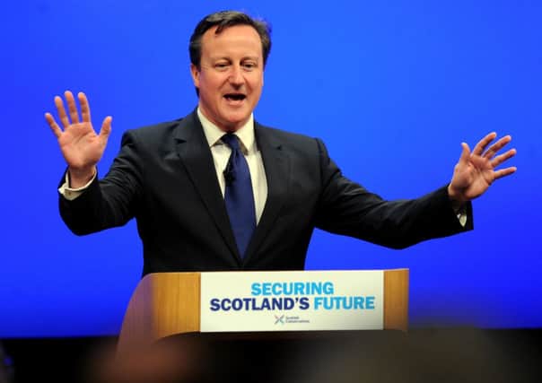 Prime Minister David Cameron addressing the Scottish Conservative Party conference. Picture: Lisa Ferguson