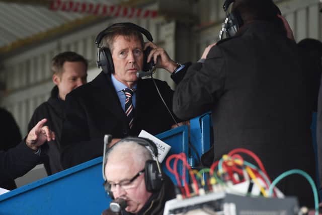 Dave King does a pre-match interview as he takes his seat. Picture:  SNS