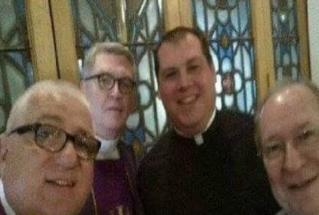 Fr McMahon and his clerical pals took this selfie. Picture: Contributed