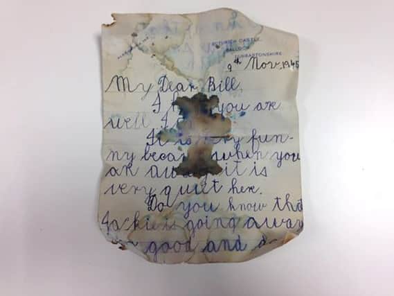 A letter discovered during the conservation work at the castle. Picture: PA
