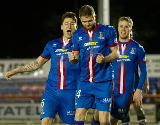 Danny Devine celebrates after opening the scoring for Inverness. Picture: SNS