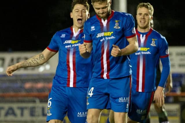 Danny Devine celebrates after opening the scoring for Inverness. Picture: SNS
