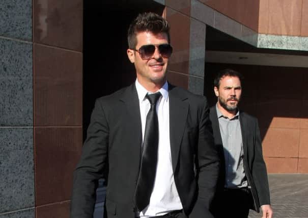 Robin Thicke outside court. Pic: Getty Images