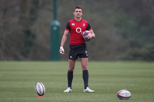 Henry Slade looks on during the England training session held at Pennyhill Park in Bagshot, England. Picture: Getty