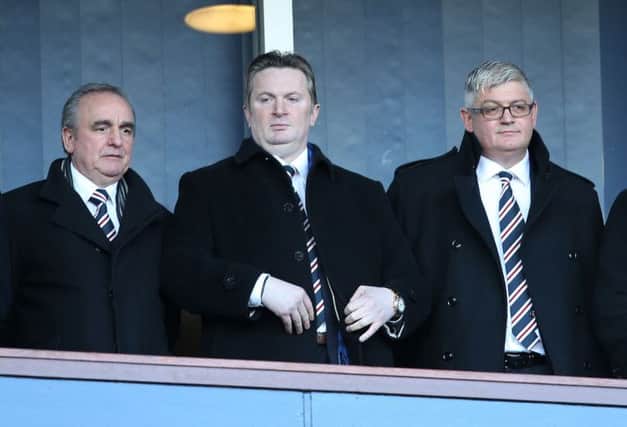 Rangers' Sandy Easdale, flanked by Derek Llambias and Barry Leach, has resigned his directorship. Picture: PA
