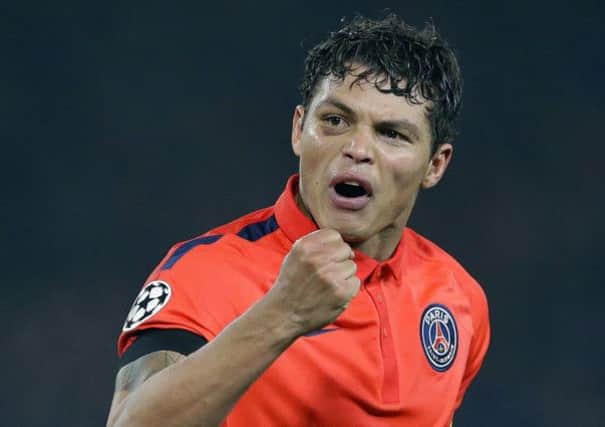 PSG's Thiago Silva celebrates what proved to be the tie-winning goal. Picture: AP