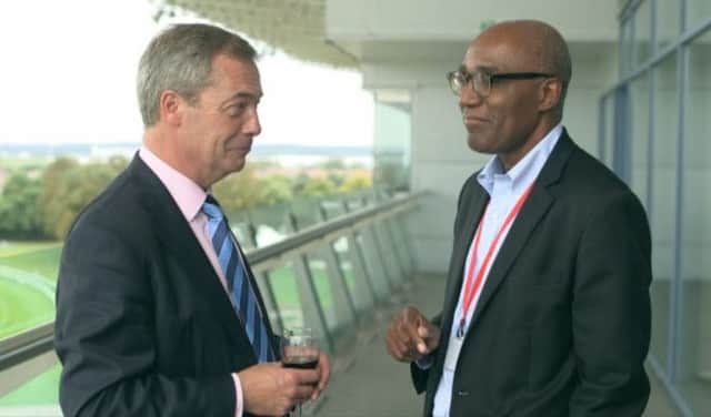 Nigel Farage with former equalities chief Trevor Phillips in a scene from the documentary. Picture: Outline Productions