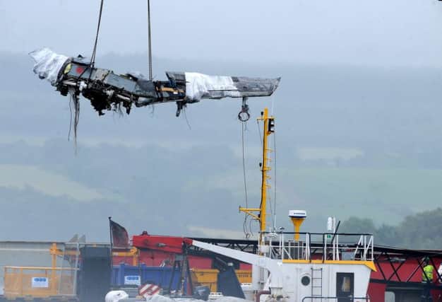 Wreckage and debris from the RAF Tornado collision in the Moray Firth. Picture: HeMedia