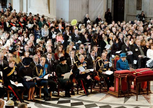 Members of the Royal Family join veterans and dignitaries at the service in St Paul's Cathedral. Picture: PA