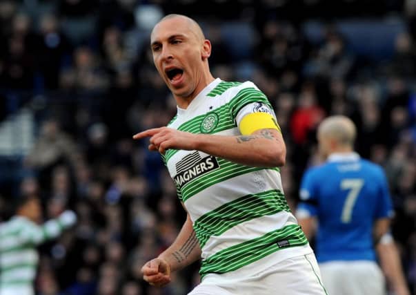 Scott Brown celebrates at the Scottish League Cup semi-final. Picture: Lisa Ferguson