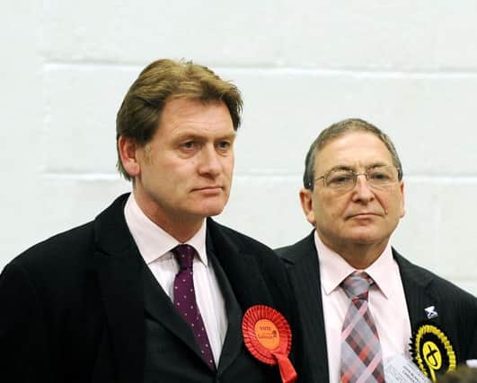 Eric Joyce, left, at the Falkirk count for the last general election. Picture: Michael Gillen