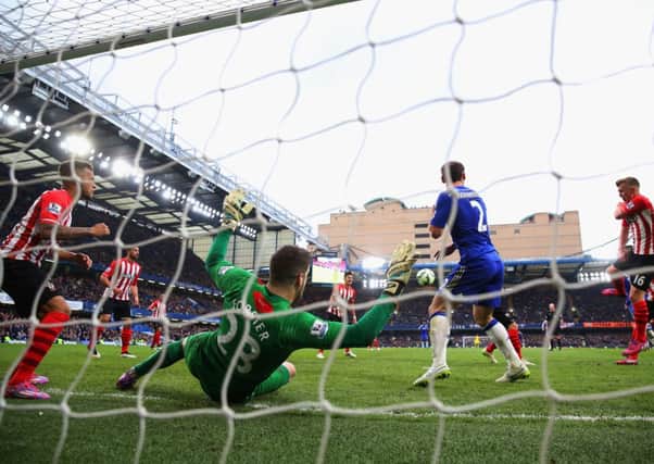 Southampton goalkeeper Fraser Forster saves a late effort by John Terry. Picture: Getty