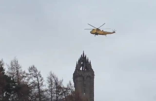 The helicopter making the rescue. Picture: YouTube