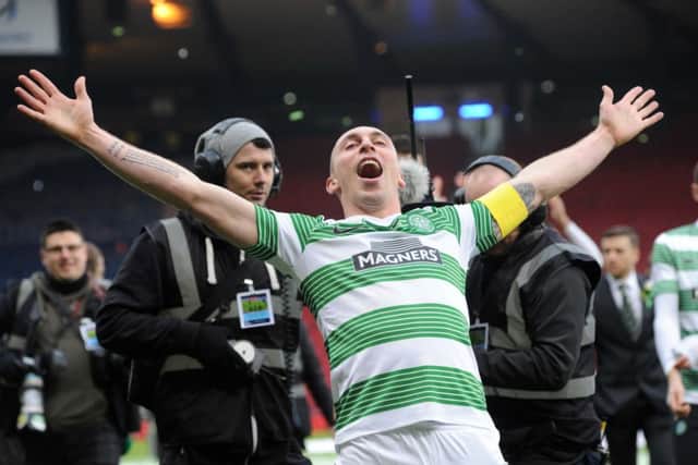 Scott Brown is all smiles after leading Celtic to victory over Dundee United. Picture: Lisa Ferguson