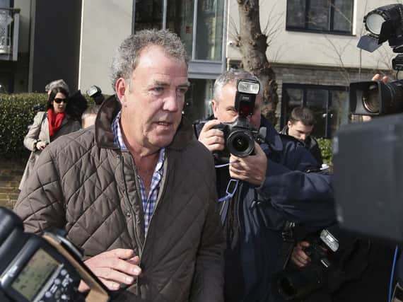 Jeremy Clarkson leaves his home in London as the row continues. Picture: PA