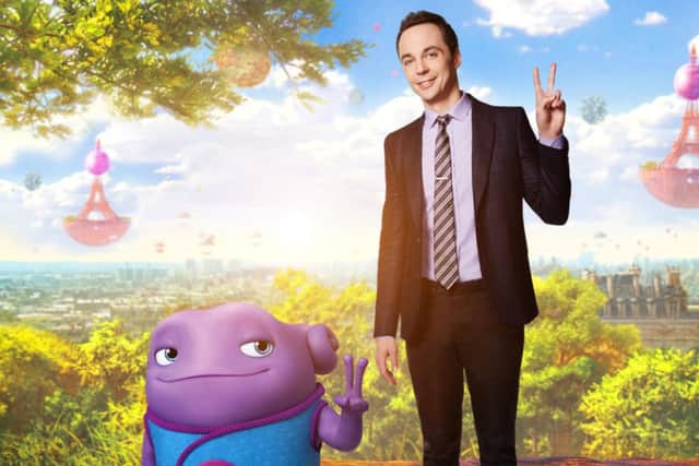 Jim Parsons with Oh, his character 
from the film Home. Picture: Contributed