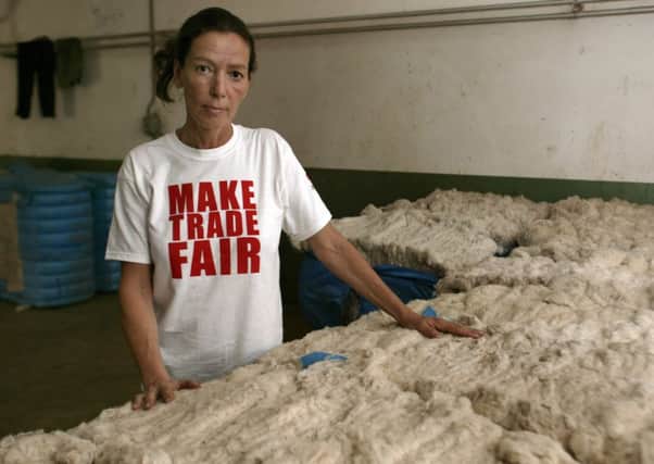 Katharine Hamnett highlighting the plight of cotton farmers in Mali. Picture: Michael Dunlea