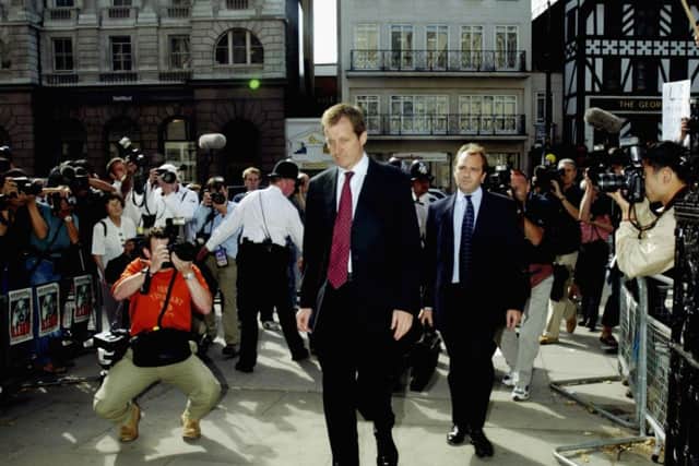 Alastair Campbell arrives at the High Court to give evidences at the Hutton inquiry in 2003. Picture: Getty
