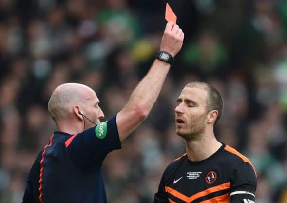 Sean Dillon was sent off during Sunday's League Cup Final. Picture: SNS