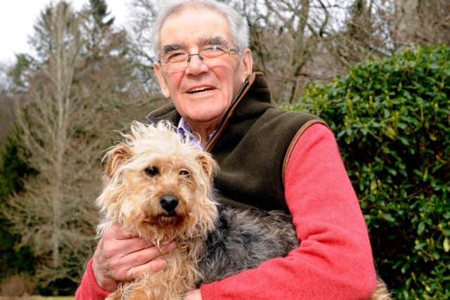 Frans ten Bos at his Angus home with dog Izzy. Picture: Lisa Ferguson