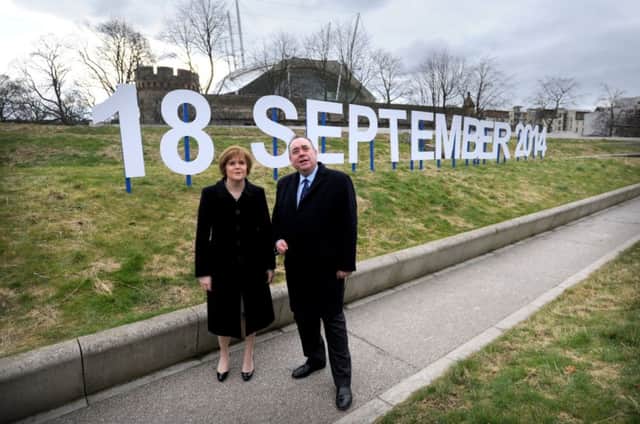 Alex Salmond and his deputy, Nicola Sturgeon, unveil the date of the Scottish independence referendum on this day in 2013. Picture: Jane Barlow