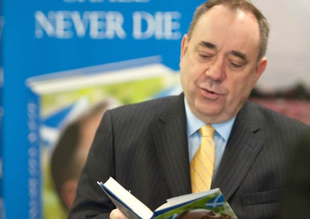 Salmond reads exerts from his referendum diaries. Picture: John Devlin