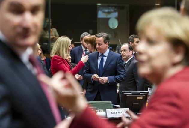 David Cameron was attending his final EU summit in Brussels before polling day on May 7. Picture: AP