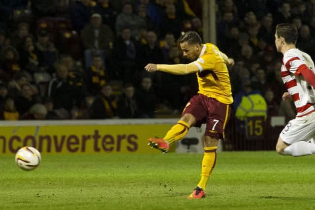 Lionel Ainsworth fires in the opening goal. Picture: SNS