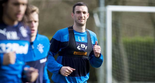 Rangers' Lee Wallace trains ahead of his team's next game. Picture: SNS