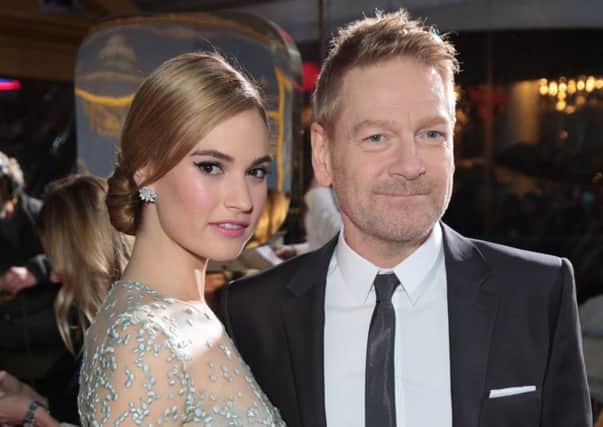 Director Kenneth Branagh with Cinderella star Lily James. Picture: Contributed