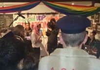 LGBTI activits invaded Nigel Farage's local pub. Pciture: Twitter