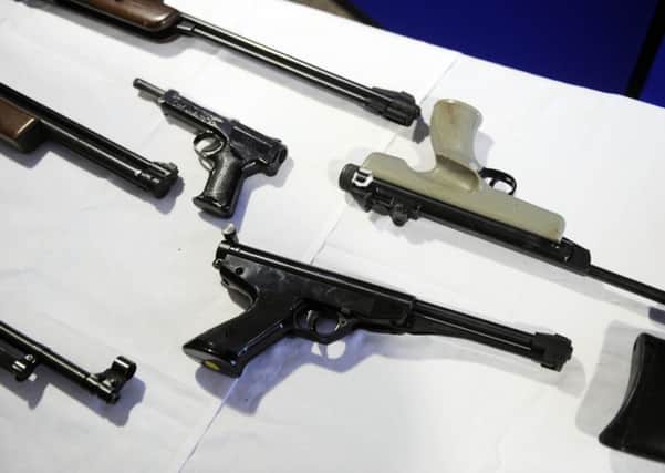Examples of air weapons seen at Fettes Police HQ. Picture: Greg Macvean