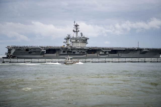 The USS Theodore Roosevelt supercarrier is in UK waters. Picture: PA