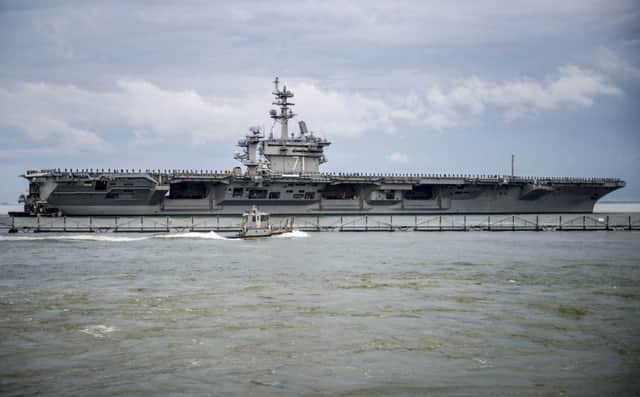 The USS Theodore Roosevelt supercarrier is in UK waters. Picture: PA